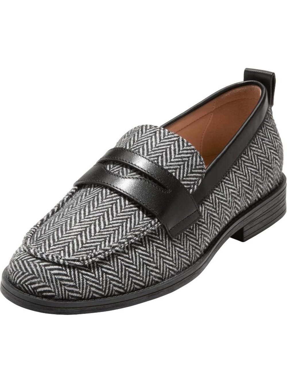 Women's Herringbone Textile Round Toe Flat Slip On Classic Stassi Penny Loafer